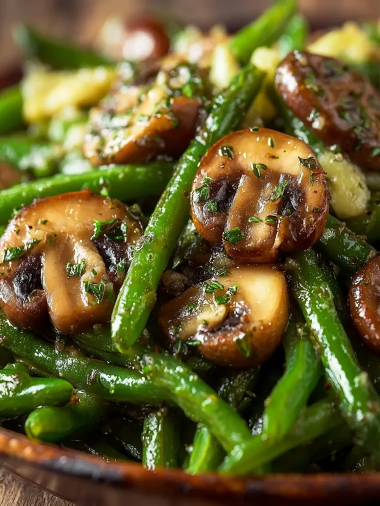 Garlic Butter Sautéed Green Beans and Mushrooms First Image