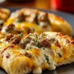 Delicious Sausage Gravy Crescent Roll Breakfast Pizza First Image