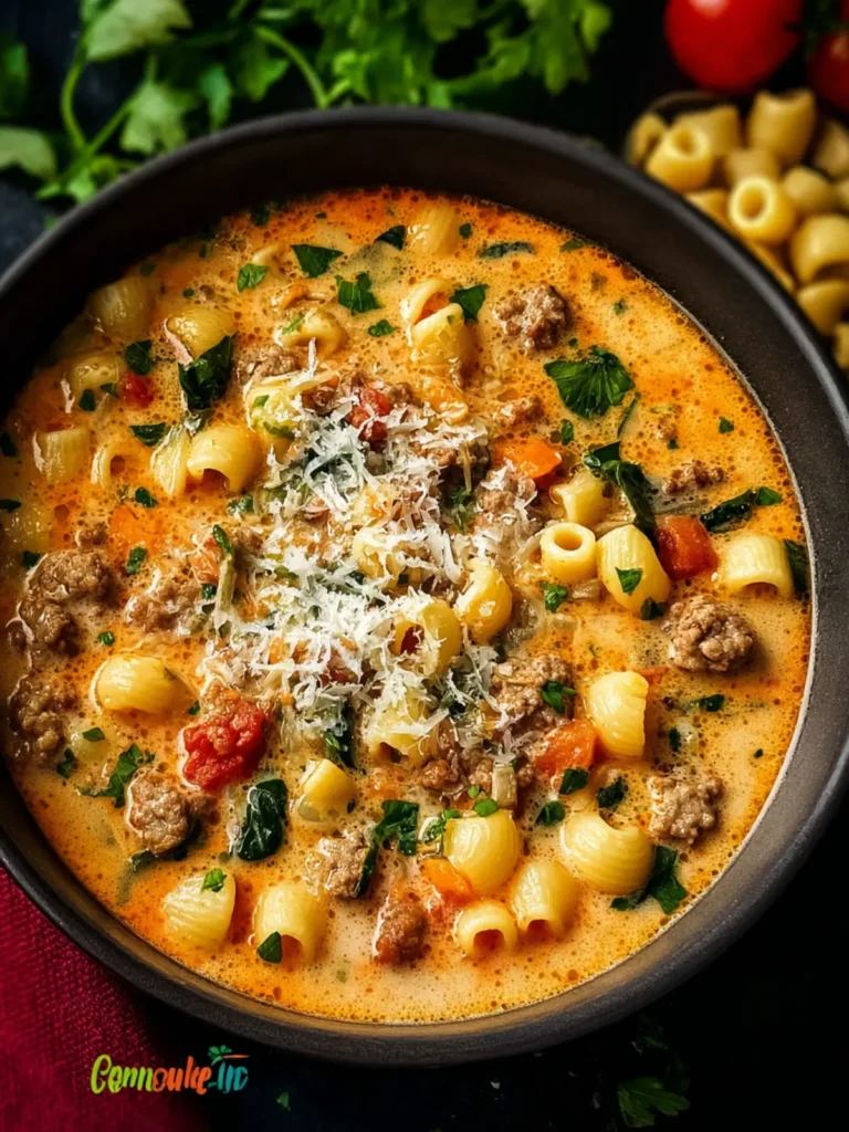 Creamy Parmesan Italian Sausage Ditalini Soup First Image