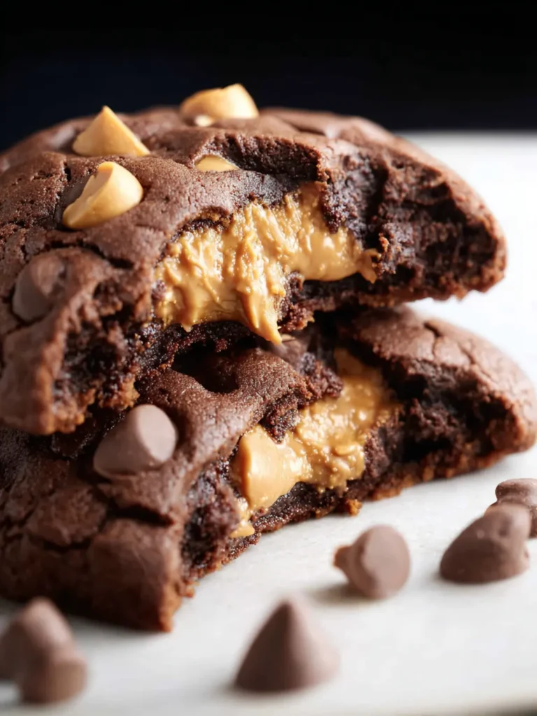 Peanut Butter Stuffed Chocolate Cookies First Image