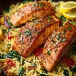 one skillet salmon with lemon orzo First Image